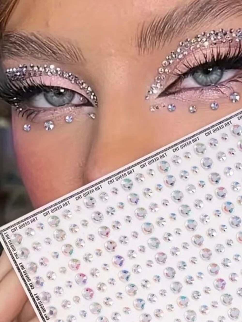 Shimmering Face and Eye Rhinestone Stickers Sheet
